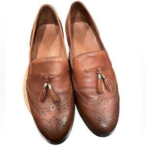 Girotti Brown Leather Tassel Loafers Wingtip Brogue Oxford Shoes Womens 41